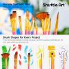 Shuttle Art 12 PCS Paint Brush Set with Case, Assorted Shapes & Sizes for Acrylic, Watercolor, Oil, and Gouache, Perfect Artist Brushes for Kids, Beginners, and Professionals, Ideal for Home or Travel(Pink)