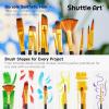Shuttle Art 12 PCS Paint Brush Set with Case, Assorted Shapes & Sizes for Acrylic, Watercolor, Oil, and Gouache, Perfect Artist Brushes for Kids, Beginners, and Professionals, Ideal for Home or Travel(Black)