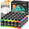 72 Pack Acrylic Paint Set, Shuttle Art 60 Colors Acrylic Paint Including Extra White Black & 12 Brushes, 2oz/60ml, Rich Pigmented, Water Proof, Ideal for Artists, Beginners on Canvas Rock Wood Ceramic(Metallic)