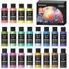 72 Pack Acrylic Paint Set, Shuttle Art 60 Colors Acrylic Paint Including Extra White Black & 12 Brushes, 2oz/60ml, Rich Pigmented, Water Proof, Ideal for Artists, Beginners on Canvas Rock Wood Ceramic(Chameleon)