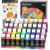 72 Pack Acrylic Paint Set, Shuttle Art 60 Colors Acrylic Paint Including Extra White Black & 12 Brushes, 2oz/60ml, Rich Pigmented, Water Proof, Ideal for Artists, Beginners on Canvas Rock Wood Ceramic(Regular)