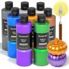 Shuttle Art 8 Colors Metallic Acrylic Paint, 250ml/8.45oz Bottles Acrylic Paint Set, Rich Metallic Shade, Bulk Painting Supplies for Artists, Beginners and Kids Painting on Rocks Crafts Canvas Wood