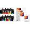 Shuttle Art Acrylic Painting Bundle, Set for 18 Colors Acrylic Paint Pouch (120ml/4oz) + 36 Multi Pack Painting Canvas Panels