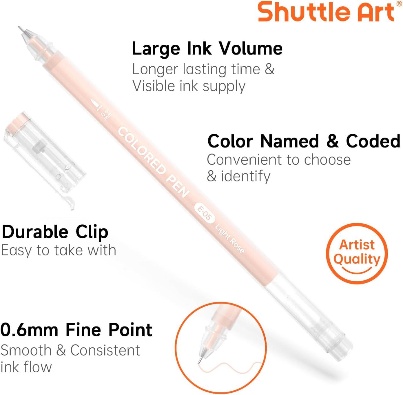 imageShuttle Art Colored Pens 24 Blue ampamp Green Tone Colors Cute Journal Pens 06mm Fine Point Colored Gel Pens for Black Paper Adult Coloring Writing Drawing Journaling Note Taking School Office Home24 Skin Tone