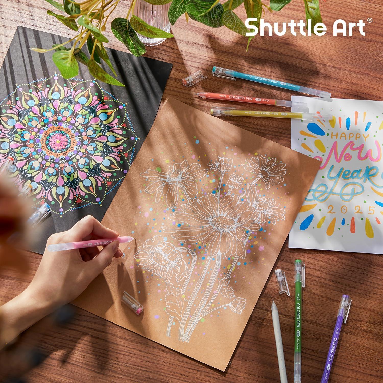 imageShuttle Art Colored Pens 24 Blue ampamp Green Tone Colors Cute Journal Pens 06mm Fine Point Colored Gel Pens for Black Paper Adult Coloring Writing Drawing Journaling Note Taking School Office Home30 Colors