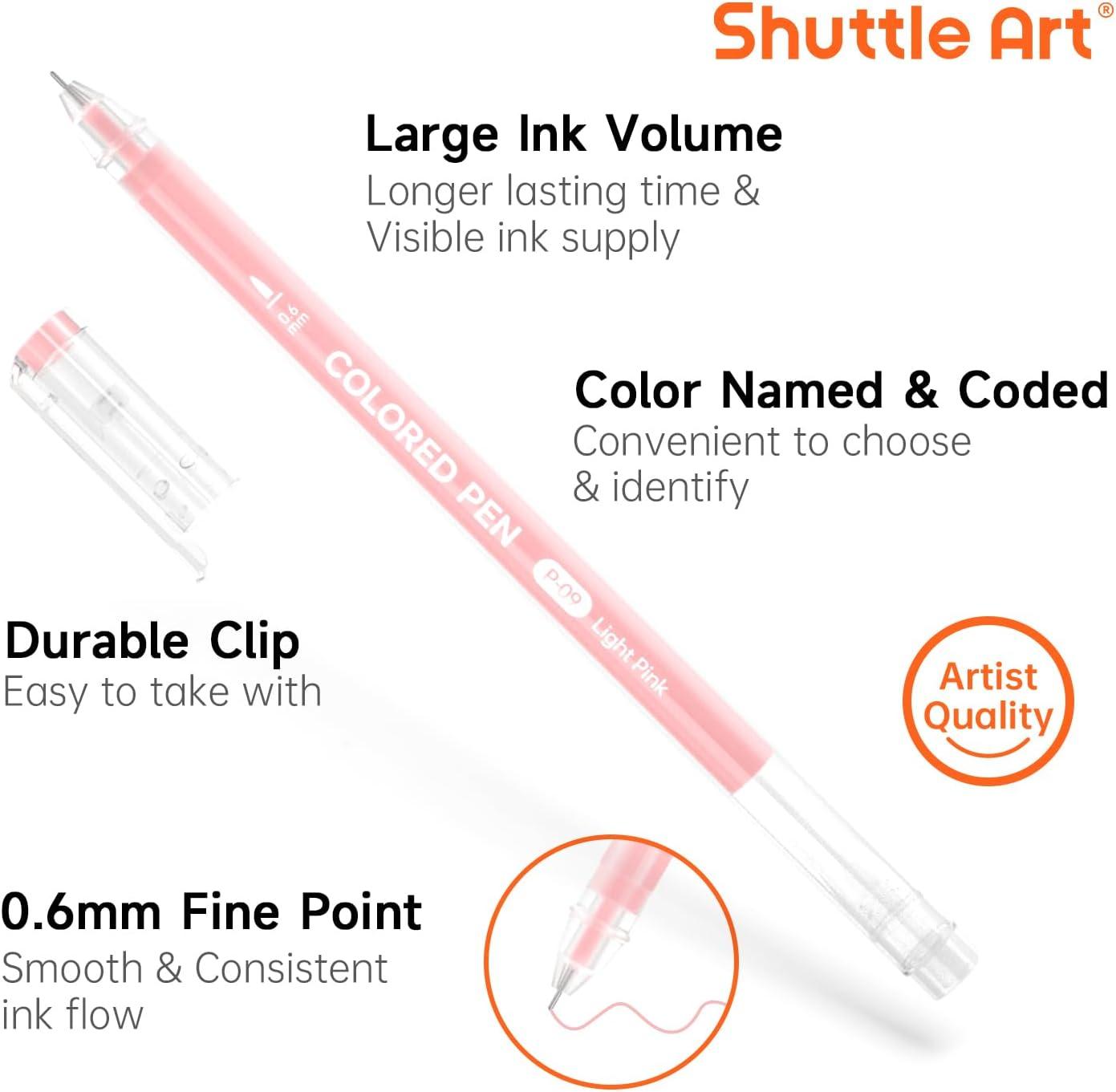 imageShuttle Art Colored Pens 24 Blue ampamp Green Tone Colors Cute Journal Pens 06mm Fine Point Colored Gel Pens for Black Paper Adult Coloring Writing Drawing Journaling Note Taking School Office Home24 Pastel Tone