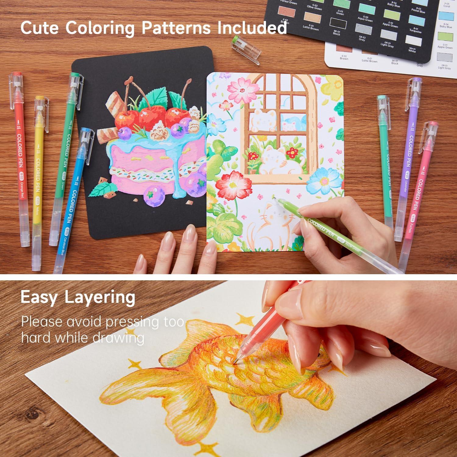 imageShuttle Art Colored Pens 24 Blue ampamp Green Tone Colors Cute Journal Pens 06mm Fine Point Colored Gel Pens for Black Paper Adult Coloring Writing Drawing Journaling Note Taking School Office Home30 Colors