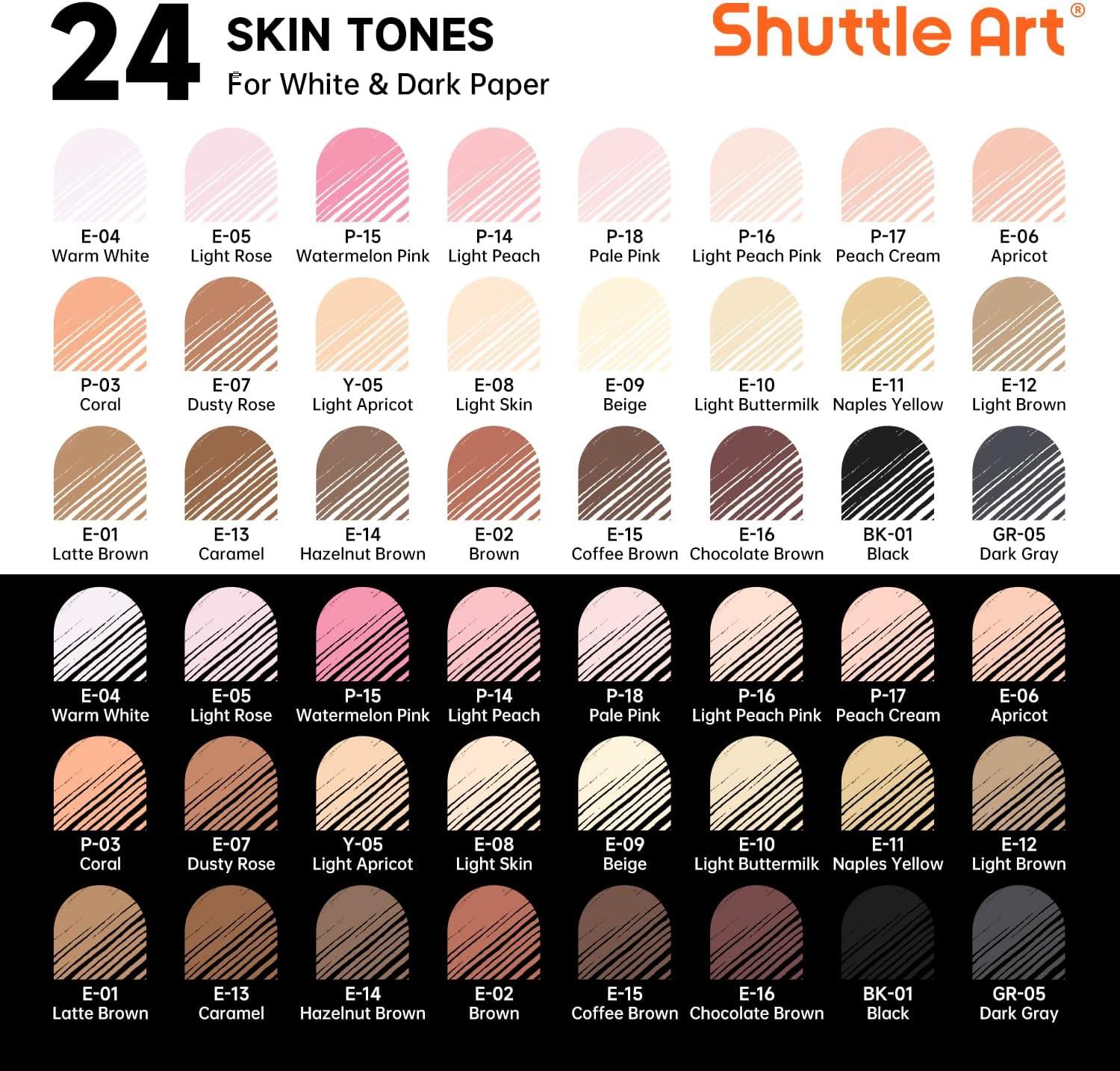 imageShuttle Art Colored Pens 24 Blue ampamp Green Tone Colors Cute Journal Pens 06mm Fine Point Colored Gel Pens for Black Paper Adult Coloring Writing Drawing Journaling Note Taking School Office Home24 Skin Tone