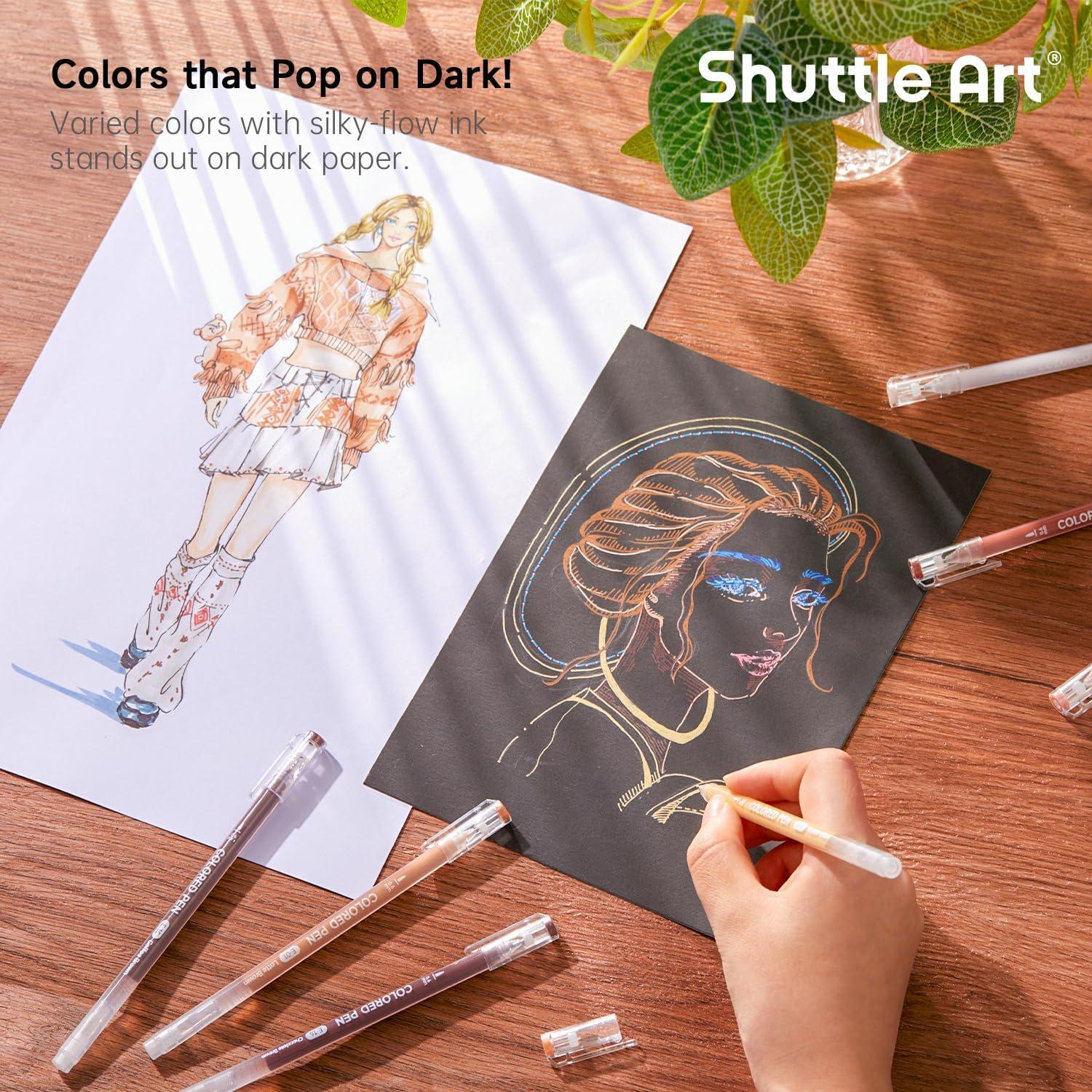 imageShuttle Art Colored Pens 24 Blue ampamp Green Tone Colors Cute Journal Pens 06mm Fine Point Colored Gel Pens for Black Paper Adult Coloring Writing Drawing Journaling Note Taking School Office Home24 Skin Tone