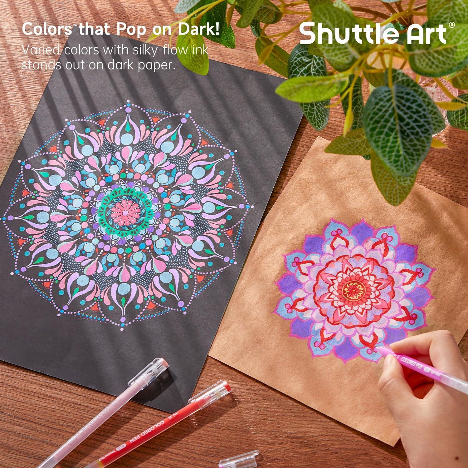 imageShuttle Art Colored Pens 24 Blue ampamp Green Tone Colors Cute Journal Pens 06mm Fine Point Colored Gel Pens for Black Paper Adult Coloring Writing Drawing Journaling Note Taking School Office Home24 Pink  Purple Tone