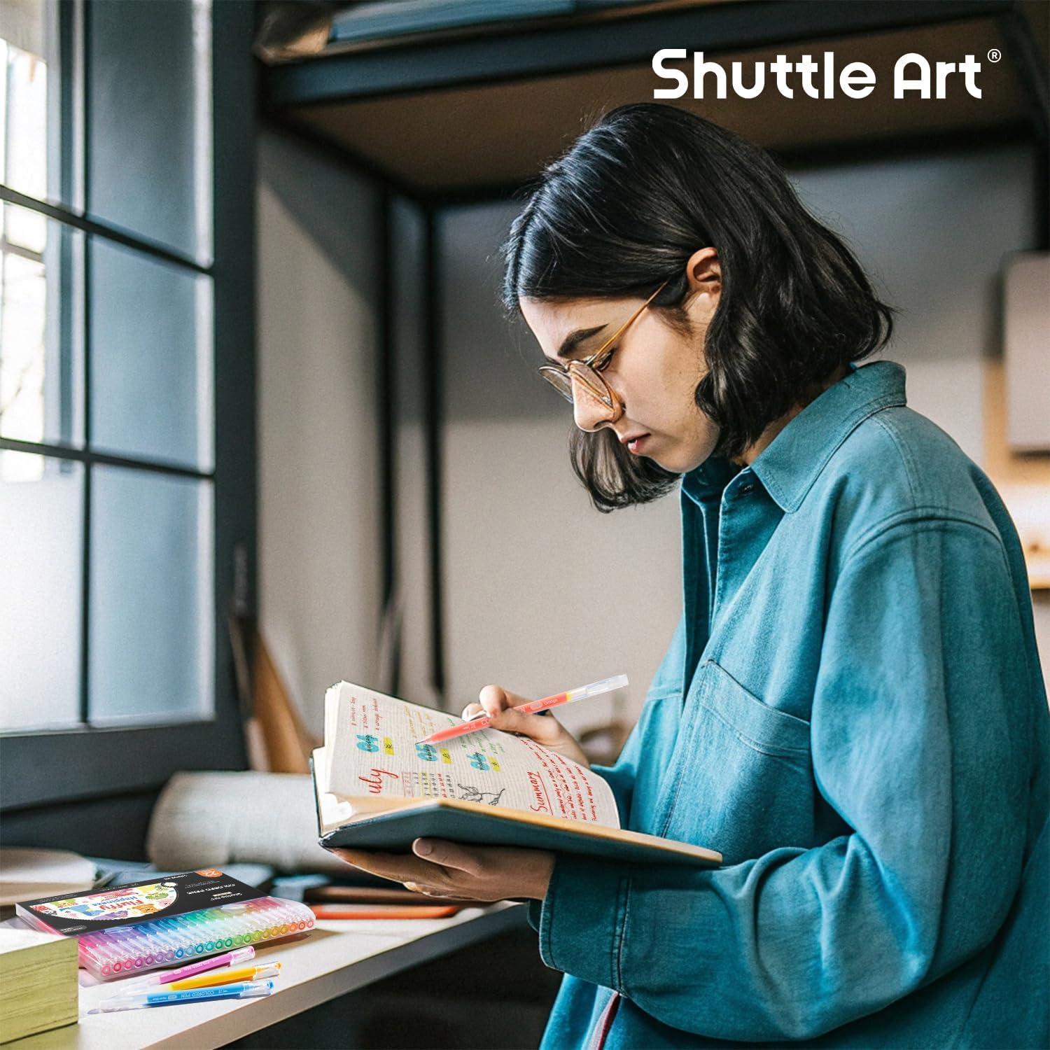 imageShuttle Art Colored Pens 24 Blue ampamp Green Tone Colors Cute Journal Pens 06mm Fine Point Colored Gel Pens for Black Paper Adult Coloring Writing Drawing Journaling Note Taking School Office Home22 Highlight Tone