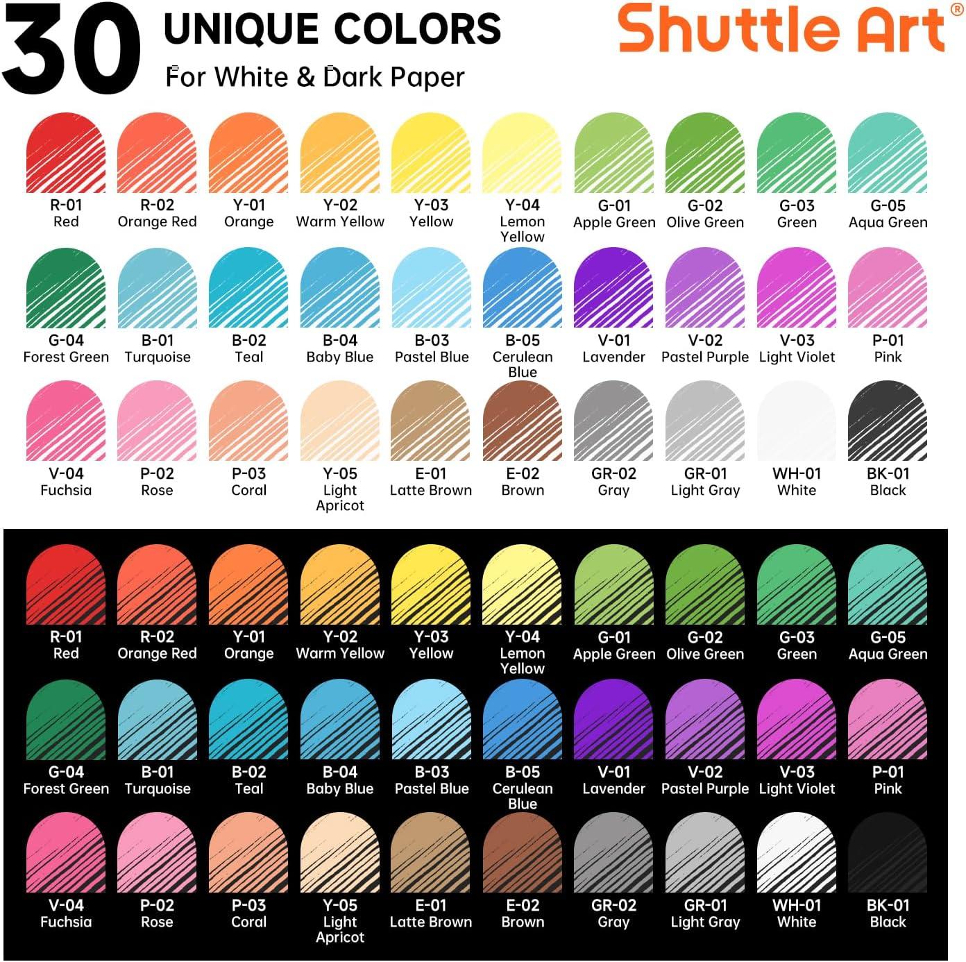 imageShuttle Art Colored Pens 24 Blue ampamp Green Tone Colors Cute Journal Pens 06mm Fine Point Colored Gel Pens for Black Paper Adult Coloring Writing Drawing Journaling Note Taking School Office Home30 Colors