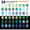 Shuttle Art Colored Pens, 24 Blue & Green Tone Colors Cute Journal Pens 0.6mm Fine Point Colored Gel Pens for Black Paper Adult Coloring Writing Drawing Journaling Note Taking School Office Home(24 Colors)