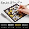 Shuttle Art White Gold Silver Gel Pens, 6 Pack 0.7mm, 1.0mm Metallic Gel Ink Pens Fine Point for Black Paper Highlighting Card Making Scrapbooking Coloring Writing Drawing School Office Home(4 White  1 Gold  1 Silver)