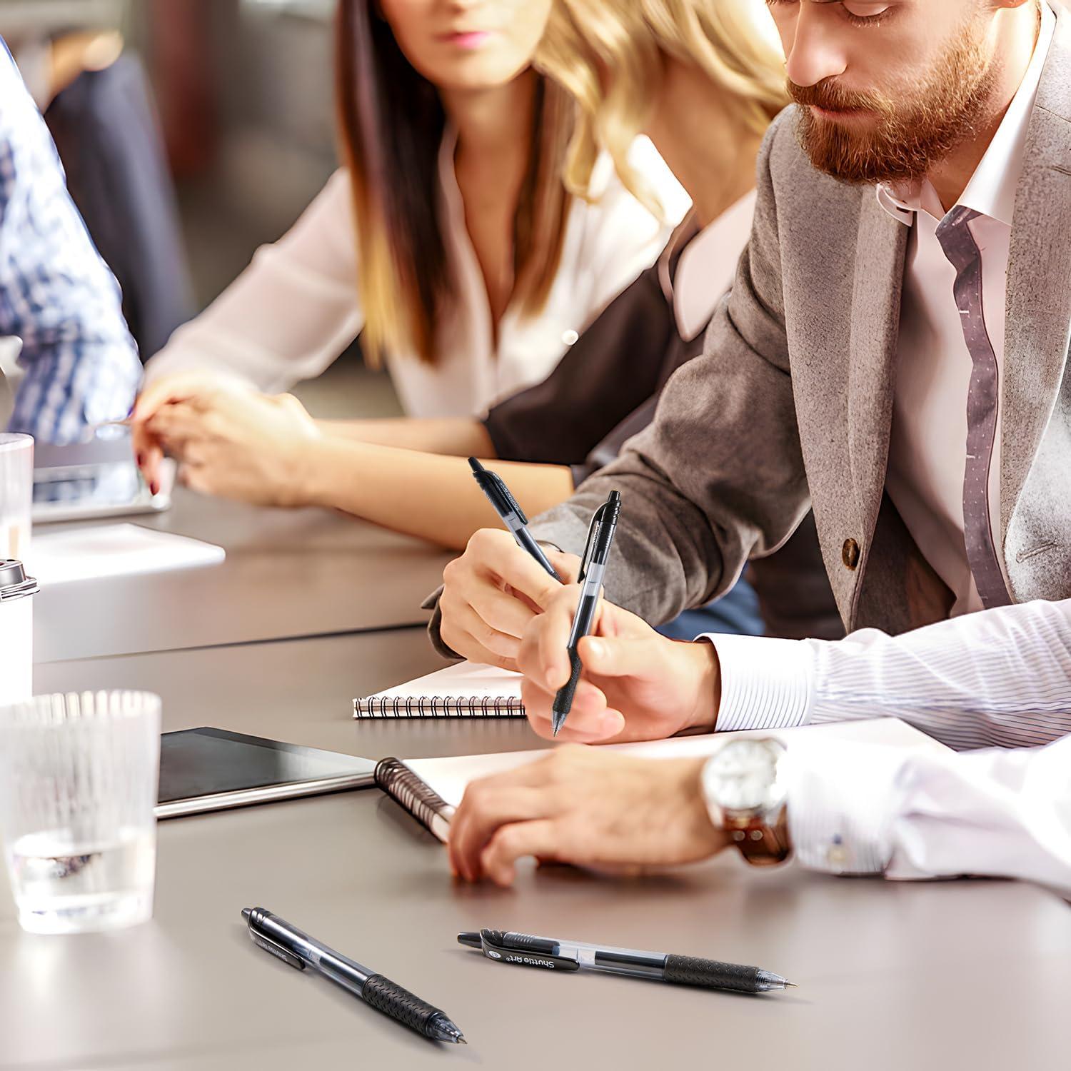 imageShuttle Art School ampamp Work Supplies Bundle 70 Pack Black Retractable Gel Pens 07mm Fine Point 60 Pack Sticky Notes for Writing Journaling Taking Notes School Office Home