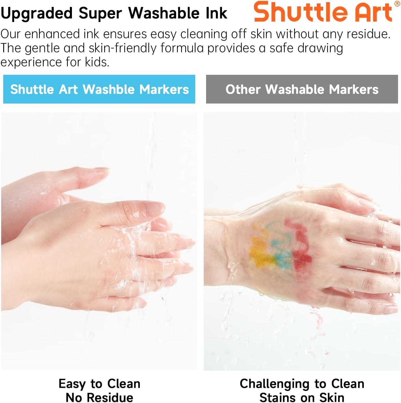 imageShuttle Art Super Washable Markers 30 Colors Broad Line Conical Tip Markers for Kids Ultra Clean Coloring Book Marker Set Home Classroom School Supplies for Toddlers Kids Adults Students Teachers