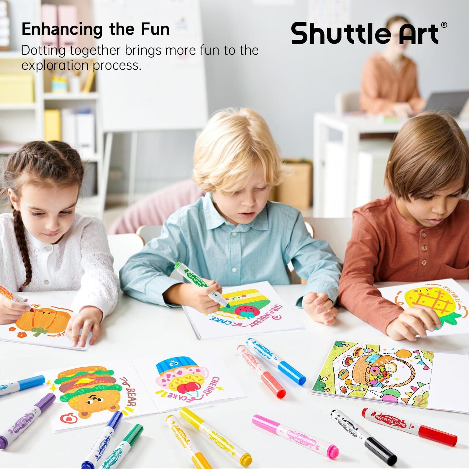 imageShuttle Art Super Washable Markers 30 Colors Broad Line Conical Tip Markers for Kids Ultra Clean Coloring Book Marker Set Home Classroom School Supplies for Toddlers Kids Adults Students Teachers