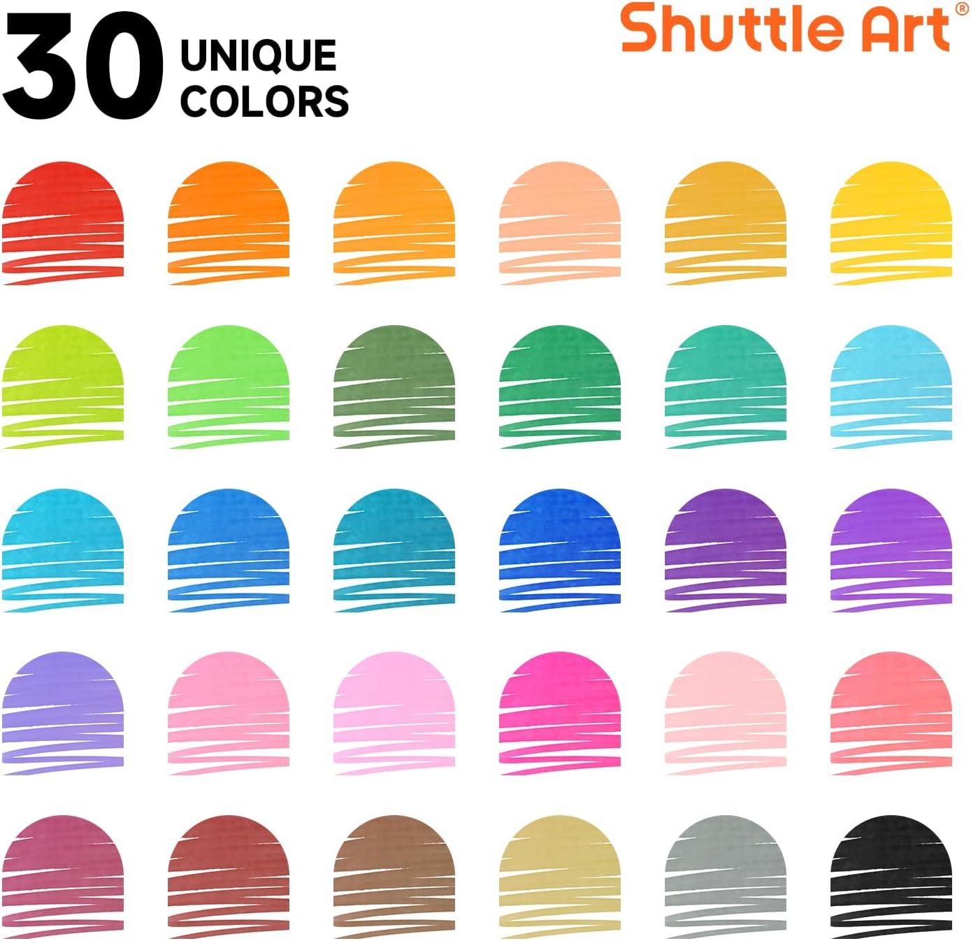 imageShuttle Art Super Washable Markers 30 Colors Broad Line Conical Tip Markers for Kids Ultra Clean Coloring Book Marker Set Home Classroom School Supplies for Toddlers Kids Adults Students Teachers