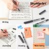 Shuttle Art School & Work Supplies Bundle, 10 Black Liquid Ink Rollerball Pens + 9 Bright Colors Sticky Notes for Writing Journaling Taking Notes School Office Home