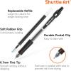 Shuttle Art School & Work Supplies Bundle, 48 Pack Black Retractable Gel Pens 0.7mm Fine Point + 60 Pack Sticky Notes for Writing Journaling Taking Notes School Office Home