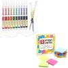 Shuttle Art School Work & Home Supplies Bundle, 10 Bright Colors 0.5mm Liquid Ink Rollerball Pens + 9 Colors Sticky Notes for Writing Journaling Taking Notes School Office Home