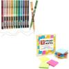 Shuttle Art School Work & Home Supplies Bundle, 12 Vintage Colors 0.5mm Liquid Ink Rollerball Pens + 9 Colors Sticky Notes for Writing Journaling Taking Notes School Office Home