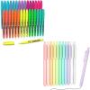 Shuttle Art School & Work Supplies Bundle, 11 Pack Pastel Gel Ink Pens in black ink, 0.5mm Tip + 30 Pack Highlighters for Writing Journaling Taking Notes School Office