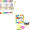Shuttle Art School & Work Supplies Bundle, 15 Colors Japanese Style Pens + 9 Bright Colors Sticky Notes for Writing Journaling Taking Notes School Office Home