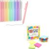 Shuttle Art School & Work Supplies Bundle, 15 Pack Pastel Gel Ink Pens Cute Pens in black ink, 0.5mm Tip + 9 Bright Colors Sticky Notes for Writing Journaling Taking Notes School Office Home