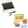 Shuttle Art School & Work Supplies Bundle, 70 Pack Black Retractable Gel Pens 0.7mm Fine Point + 60 Pack Sticky Notes for Writing Journaling Taking Notes School Office Home