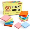 Sticky Notes, Shuttle Art 9 Bright Colors Stickies, 9 Pads 630 Sheets Total, 3×3 Inches Self-Stick Pads for Home, School, Office(60 Pack 6 Colors)