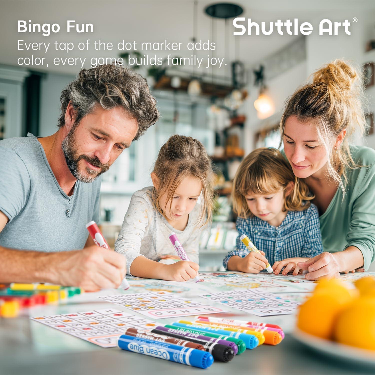 imageShuttle Art 100 Pack Dot Markers 10 Colors x 10 Sets Washable Bingo Daubers Fun Art Supplies for Kids and Preschoolers Non Toxic WaterBased