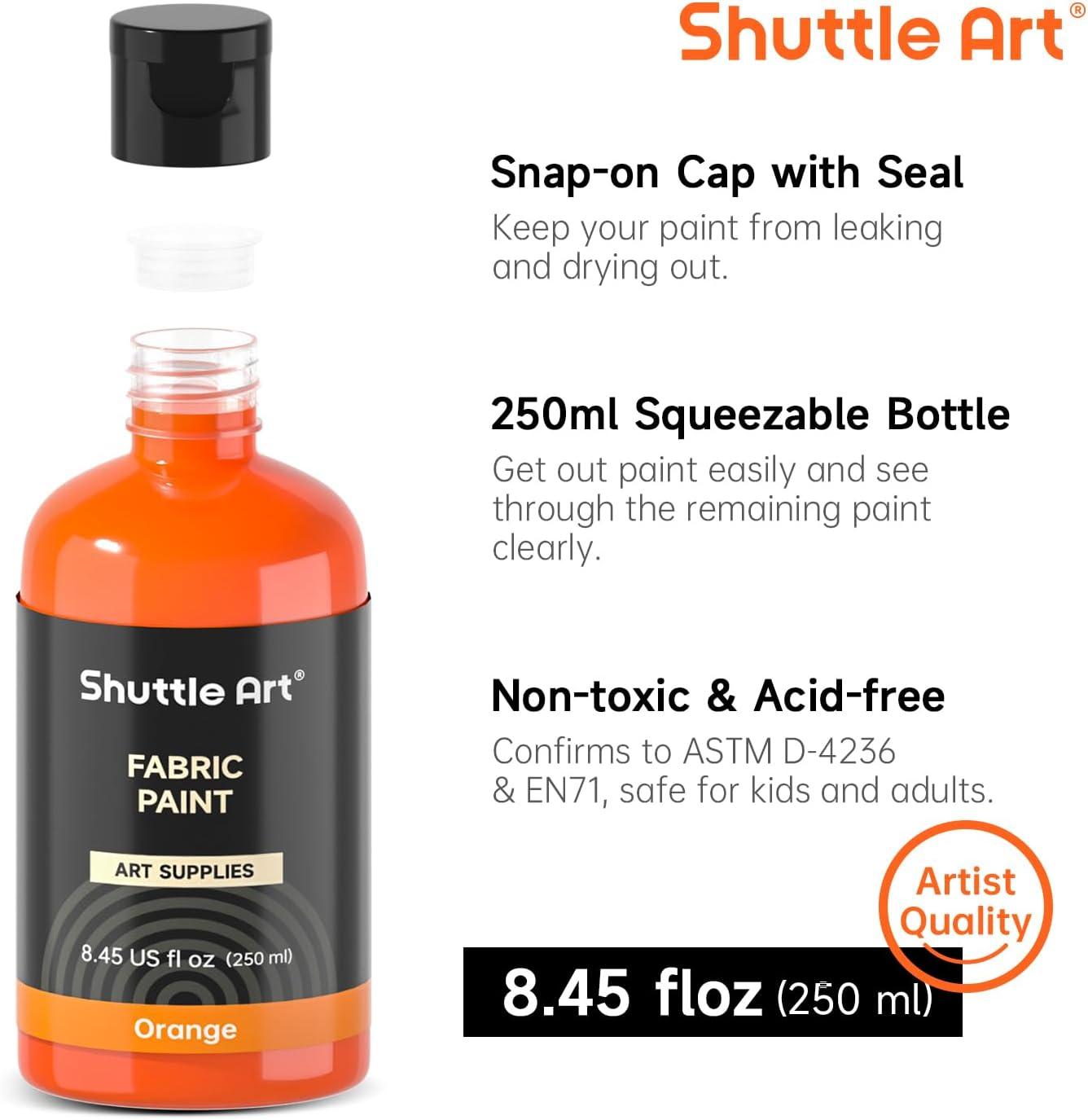 imageShuttle Art 18 Colors Fabric Paint 250ml845oz Permanent Soft Fabric Paint in Bottles with Brushes Palette Stencils NonToxic Textile Paint for TShirts Shoes Jeans Bags DIY ProjectsampampArt