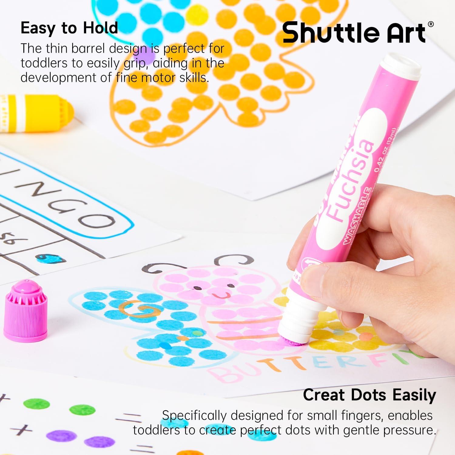 imageShuttle Art 60 Pack Dot Markers 12 Colors x 5 Sets Washable Bingo Daubers Fun Art Supplies for Kids and Preschoolers Non Toxic WaterBased