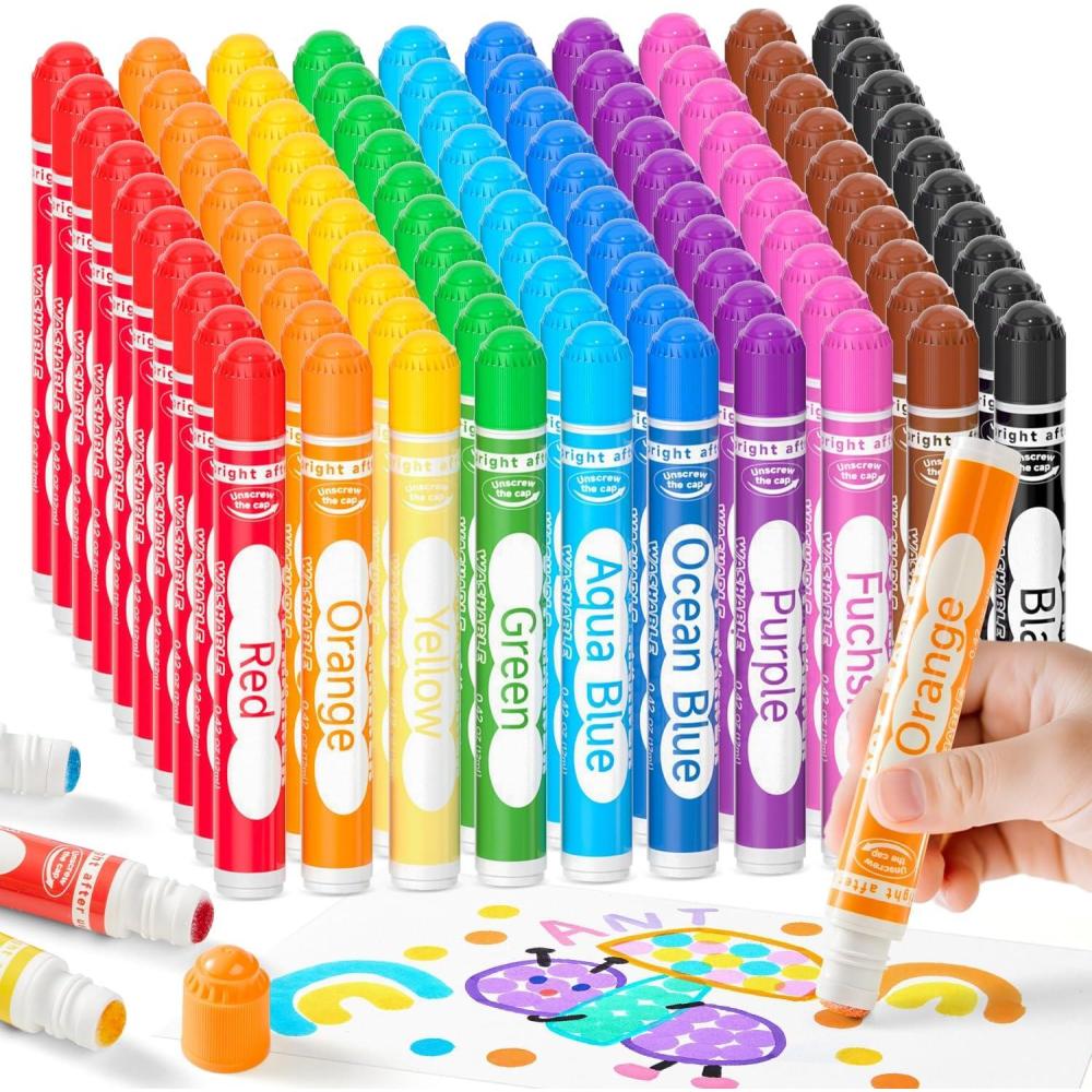 imageShuttle Art 100 Pack Dot Markers 10 Colors x 10 Sets Washable Bingo Daubers Fun Art Supplies for Kids and Preschoolers Non Toxic WaterBased