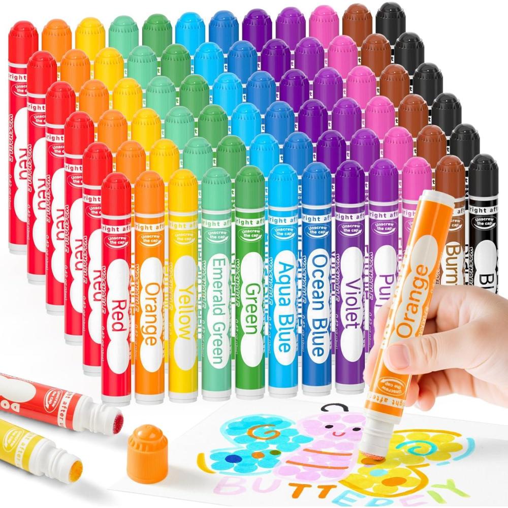 imageShuttle Art 60 Pack Dot Markers 12 Colors x 5 Sets Washable Bingo Daubers Fun Art Supplies for Kids and Preschoolers Non Toxic WaterBased