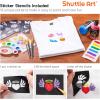 Shuttle Art 18 Colors Fabric Paint, 250ml/8.45oz, Permanent Soft Fabric Paint in Bottles with Brushes, Palette, Stencils, Non-Toxic Textile Paint for T-Shirts, Shoes, Jeans, Bags, DIY Projects&Art