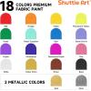 Shuttle Art 18 Colors Fabric Paint, 250ml/8.45oz, Permanent Soft Fabric Paint in Bottles with Brushes, Palette, Stencils, Non-Toxic Textile Paint for T-Shirts, Shoes, Jeans, Bags, DIY Projects&Art