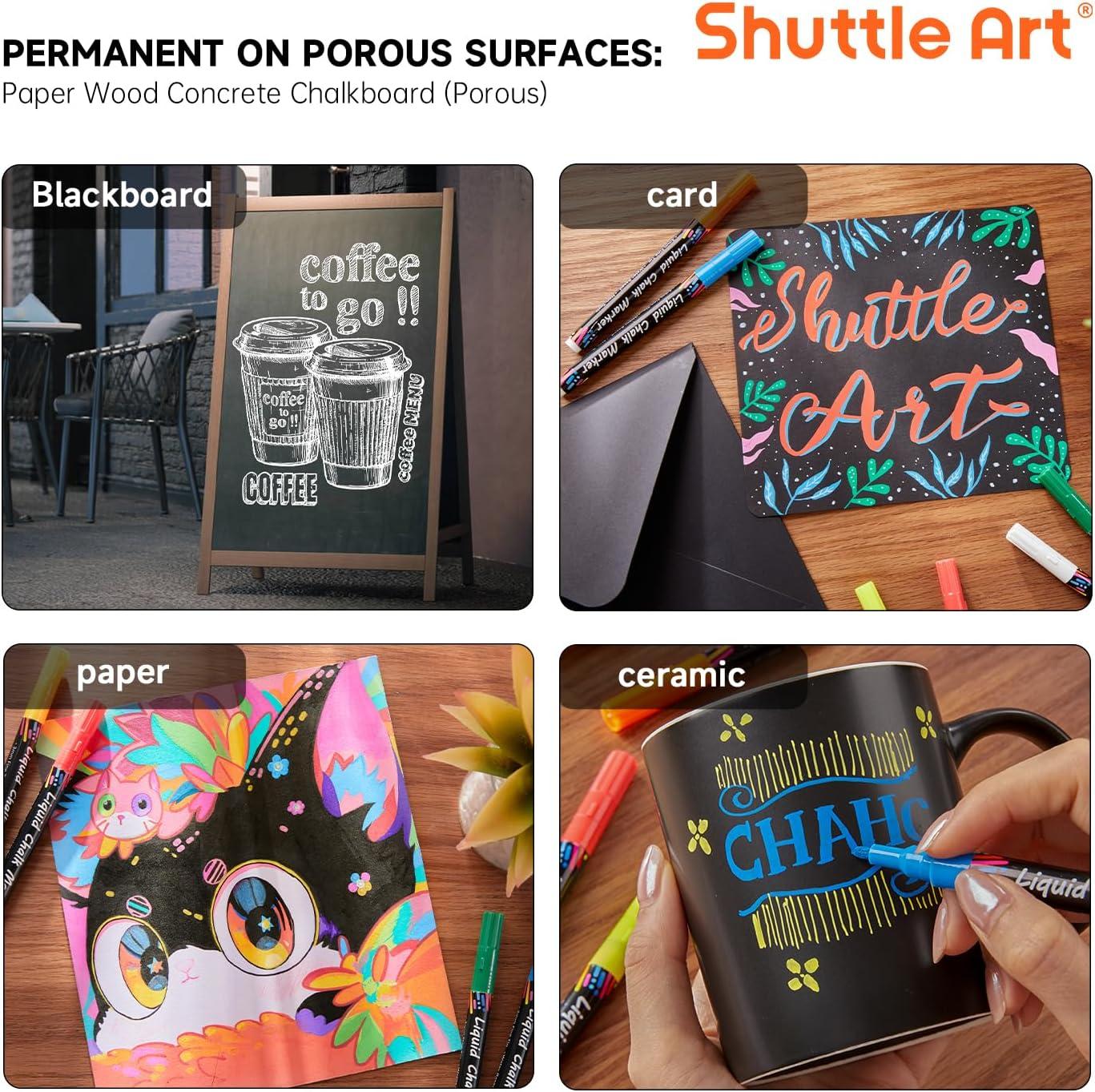 imageShuttle Art Chalk Markers 30 Vibrant Colors Liquid Chalk Markers Pens for Chalkboards Windows Glass Cars Erasable 3mm Reversible Fine Tip with Chalkboard Labels for Office Home Supplies30 Colors