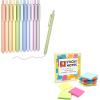 Shuttle Art School & Work Supplies Bundle, 11 Pack Mild Gel Ink Pens Cute Pens in black ink, 0.5mm Tip + 9 Bright Colors Sticky Notes for Writing Journaling Taking Notes School Office Home