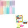 Shuttle Art School & Work Supplies Bundle, 15 Pack Pastel Shifting Gel Ink Pens Cute Pens in black ink, 0.5mm Tip + 9 Bright Colors Sticky Notes for Writing Journaling Taking Notes School Office Home