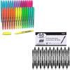 Shuttle Art School & Work Supplies Bundle, 48 Pack Black Retractable Gel Pens + 30 Pack Highlighters for Writing Journaling Taking Notes School Office Home
