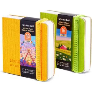 Shuttle Art Acrylic Paint Marker Journal – 30 Sheets 3.94×3.94 Watercolor Journal with 140LB (300 GSM) Watercolor Paper for Acrylic Markers & Watercolor(2.36×2.36 in)