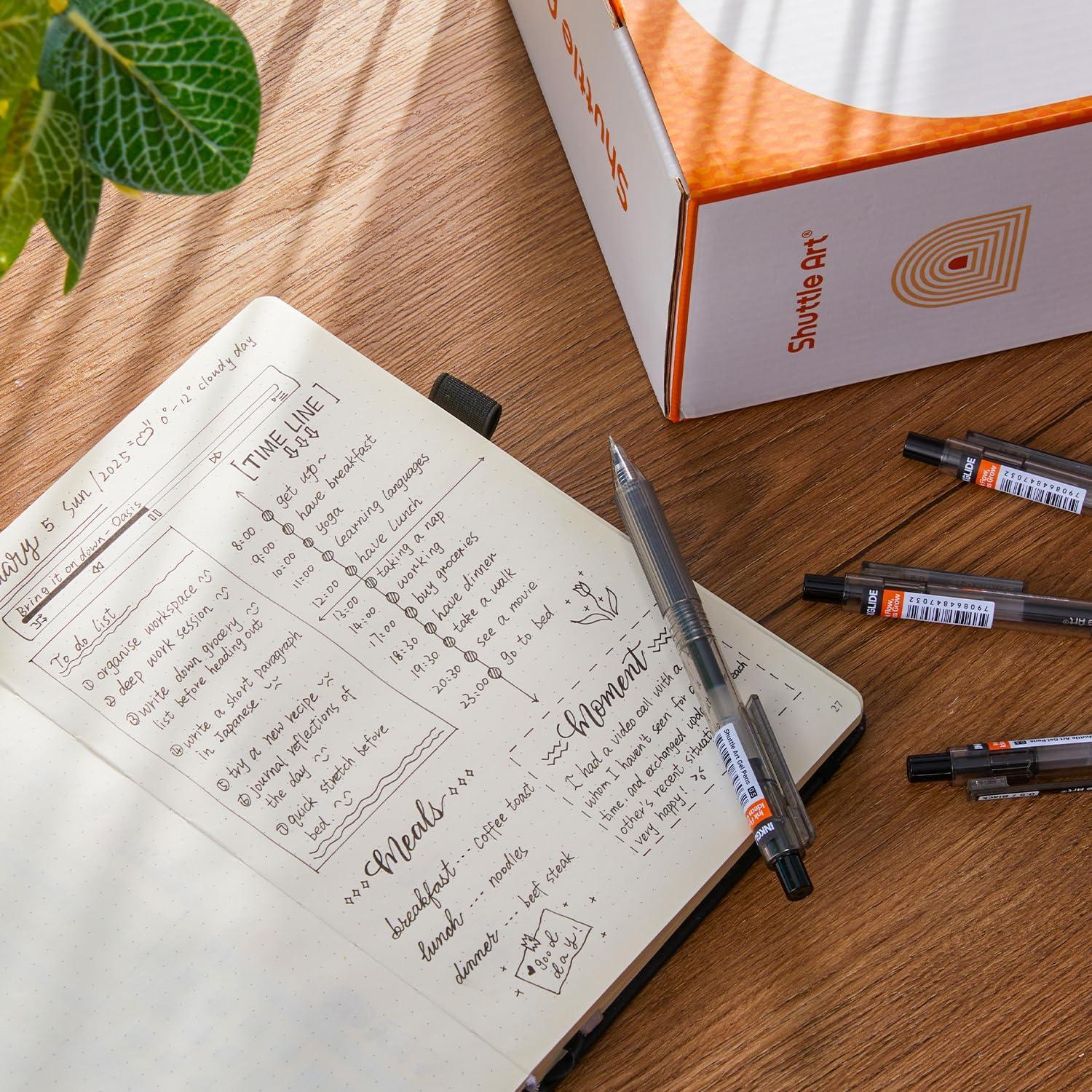 imageShuttle Art Black Gel Pens Ink Glide Series 90 Pack Retractable 05mm Fine Point Rollerball Gel Ink Pens Bulk Set Quick Drying Smooth Writing with Grip for Journaling Note Taking Office School Home90