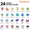 Shuttle Art Glitter Gel Pens, 24 Vibrant Sparkle Retractable Glitter Colored Gel Pens Set 1.0mm Bold Point Smooth Writing for Adults Coloring Books Drawing Doodling Scrapbooking Journaling