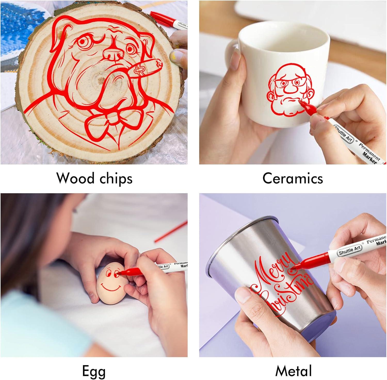 imageShuttle Art Permanent Markers 30 Pack Red Permanent Marker setFine Point Works on PlasticWoodStoneMetal and Glass for Doodling Marking