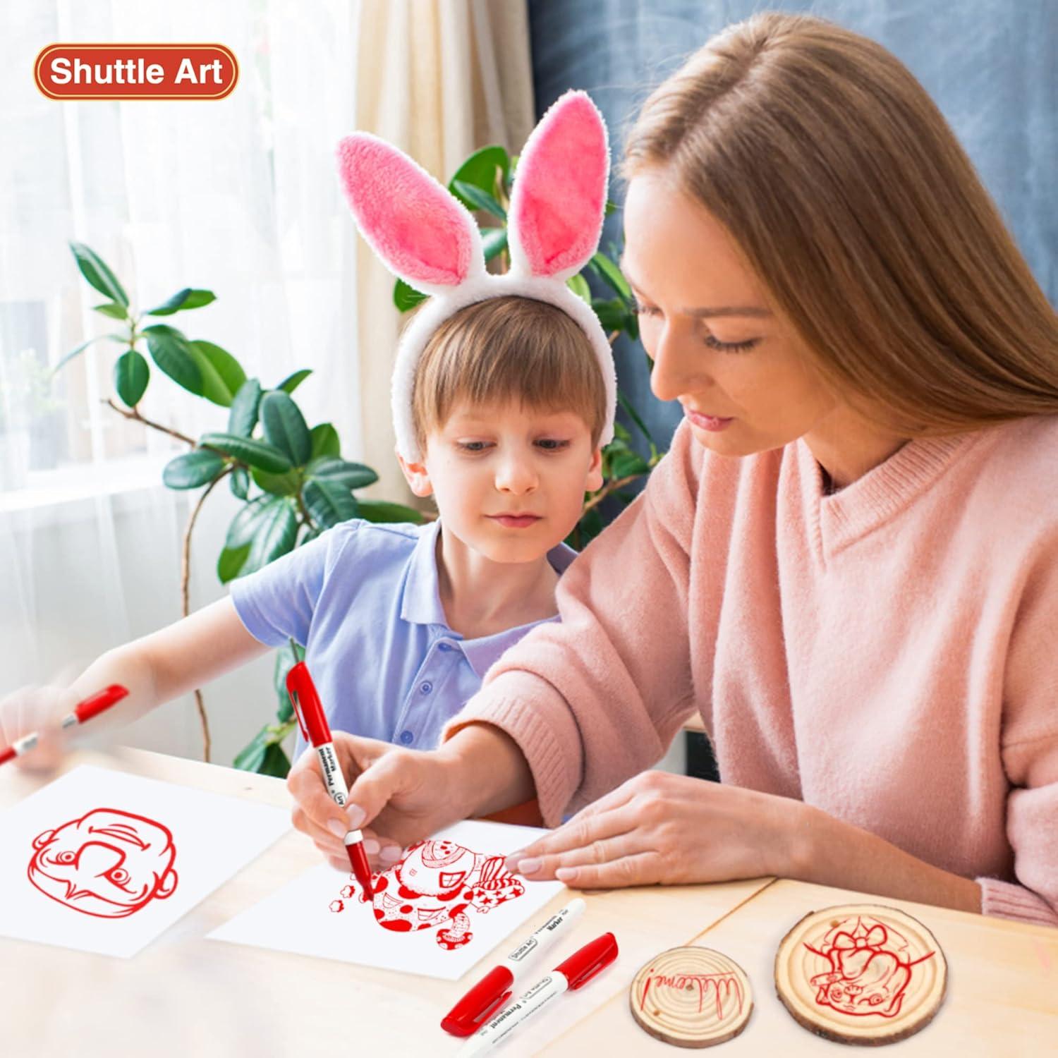 imageShuttle Art Permanent Markers 30 Pack Red Permanent Marker setFine Point Works on PlasticWoodStoneMetal and Glass for Doodling Marking