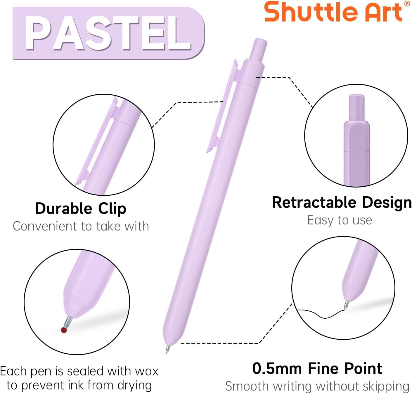 imageShuttle Art School ampamp Work Supplies Bundle 11 Pack Pastel Gel Ink Pens in black ink 05mm Tip 30 Pack Yellow Chisel Tip Highlighters for Writing Journaling Taking Notes School Office