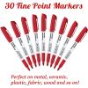 Shuttle Art Permanent Markers, 30 Pack Red Permanent Marker set,Fine Point, Works on Plastic,Wood,Stone,Metal and Glass for Doodling, Marking…