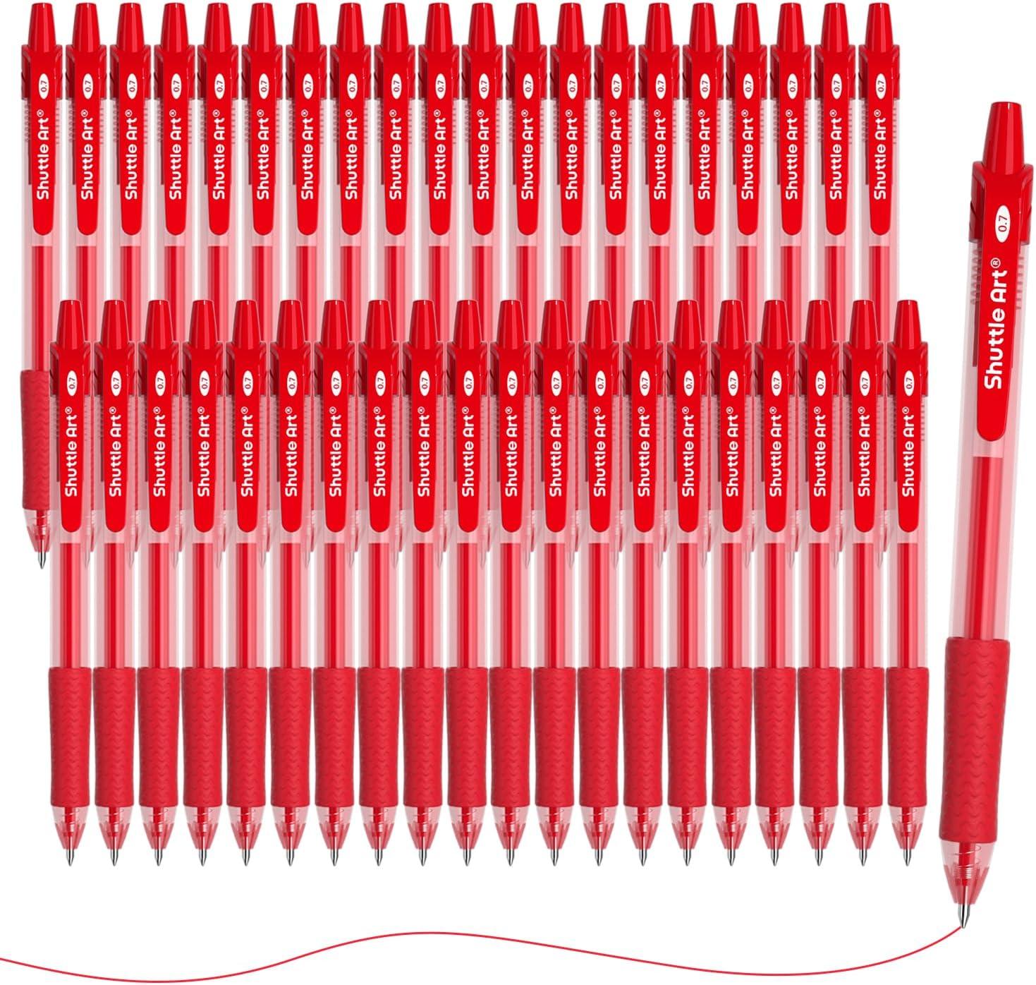 imageShuttle Art Red Gel Pens 40 Pack Retractable 07mm Medium Point Rollerball Red Ink Pens Smooth Writing with Comfortable Grip for Writing Journaling Taking Notes Office School HomeRed